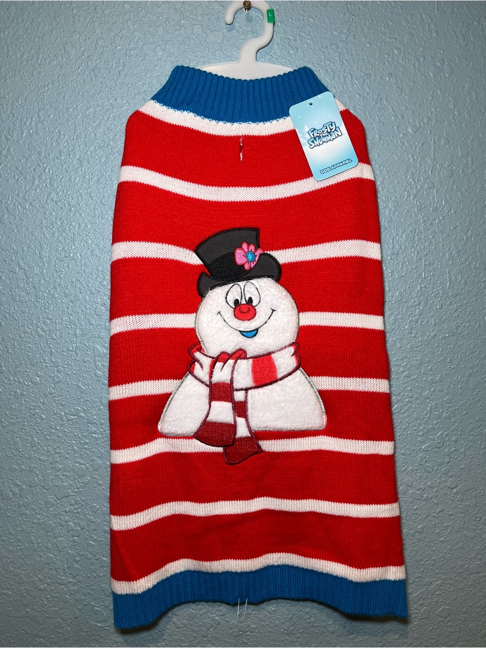Frosty The Snowman L Striped Dog Sweater Pet Christmas Halloween Costume Acrylic